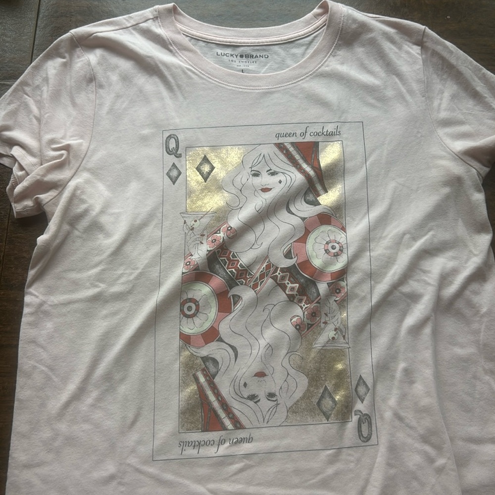 Lucky Brand Queen of cocktails tshirt